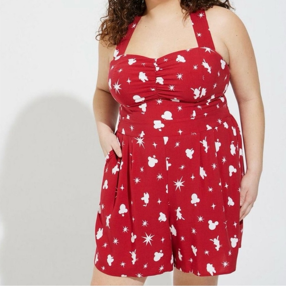 Torrid Disney Americana Mickey Friends Stretch Challis Button Front Romper Sz 3 - Picture 6 of 11